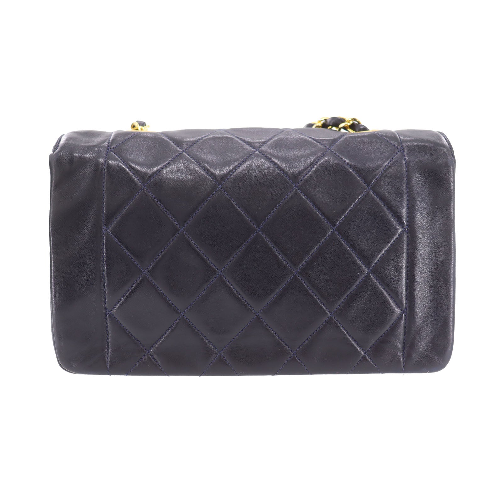 CHANEL Diana Matelasse 22  Shoulder Bag Navy Lambskin   #CP684