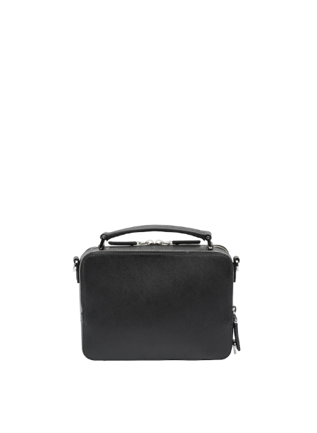 Prada Brique Bag Leather Saffiano Black Travel Bag