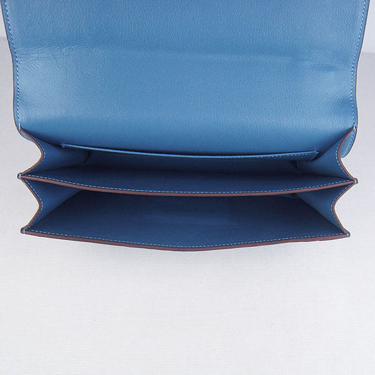 Hermes Luxury Calf Message Bag H Leather Blue Travel Bag