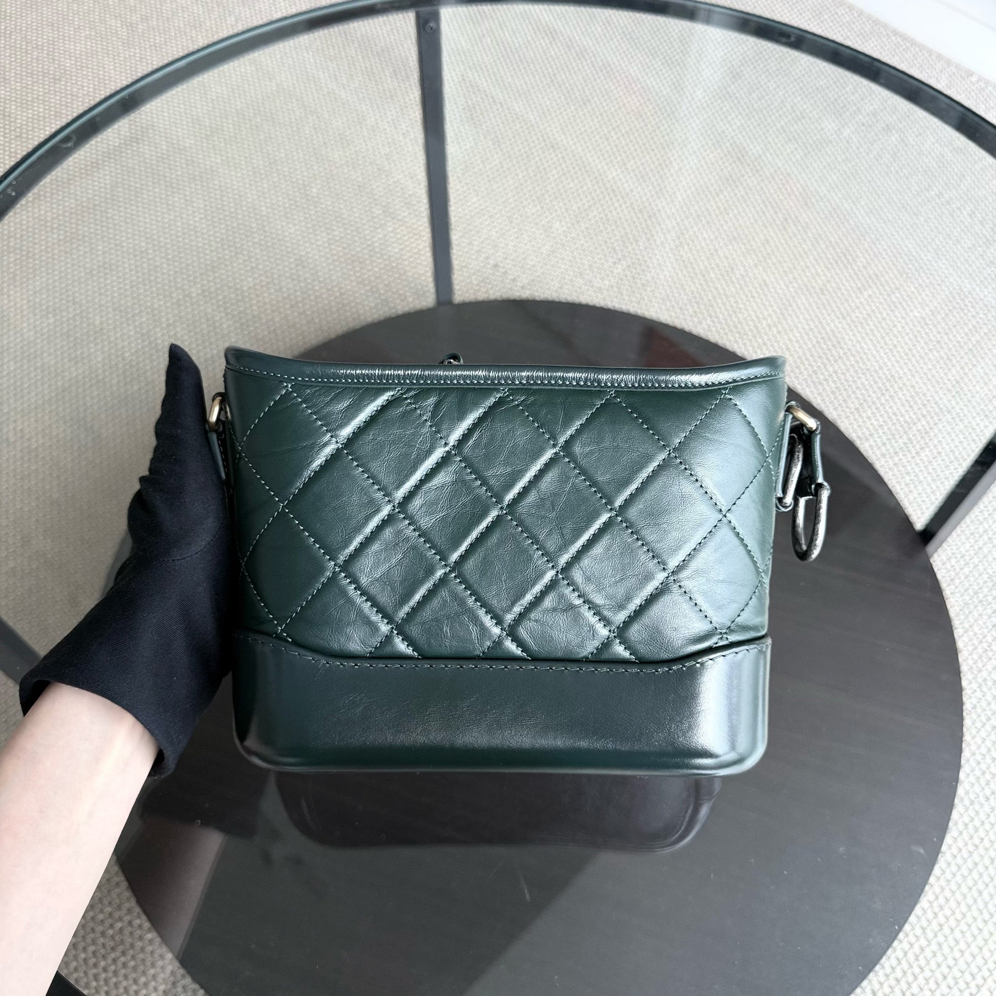 Chanel Gabrielle Small - Quilted Calfskin Dark Green Gold Hardware Series 26