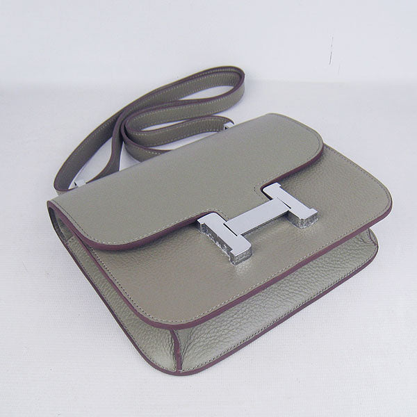 Hermes Luxury Constance Cowskin Bag H Khaki Leather Silver Travel Bag