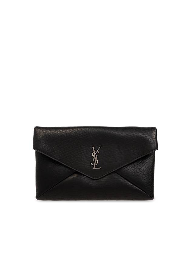 YSL Saint Laurent Saint Laurent Trending Cassandre Embellished Clutch Bag Leather Black