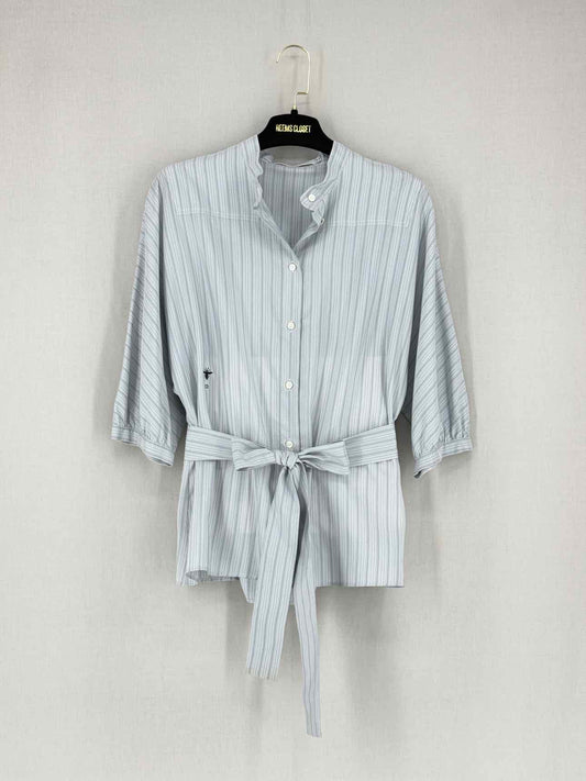 Dior Grey & Pinstripe Blue Gray Belt
