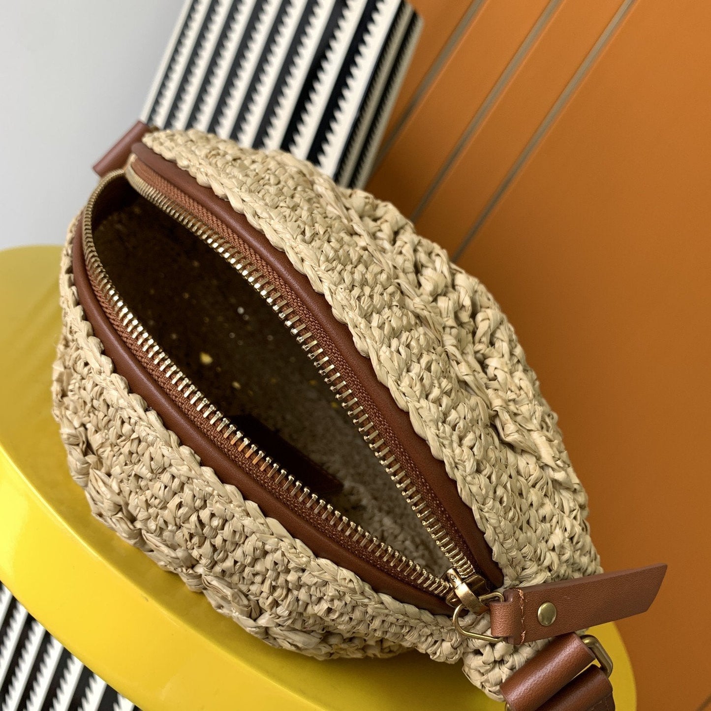 YSL Saint Laurent Ysl Saint Laurent Sac Rond Bag In Raffia Travel Bag