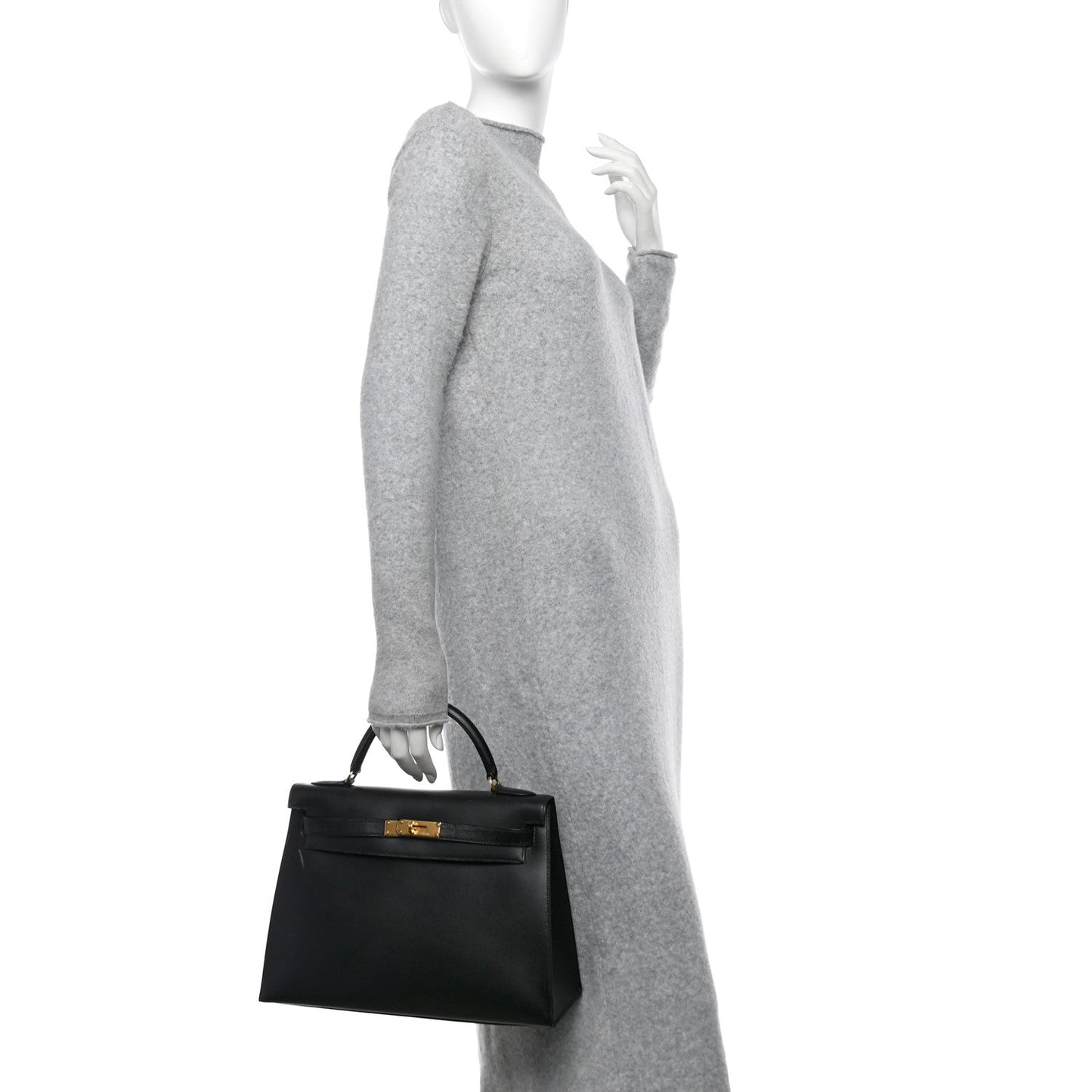 Hermes Box Kelly Sellier Handbag Black Travel Bag