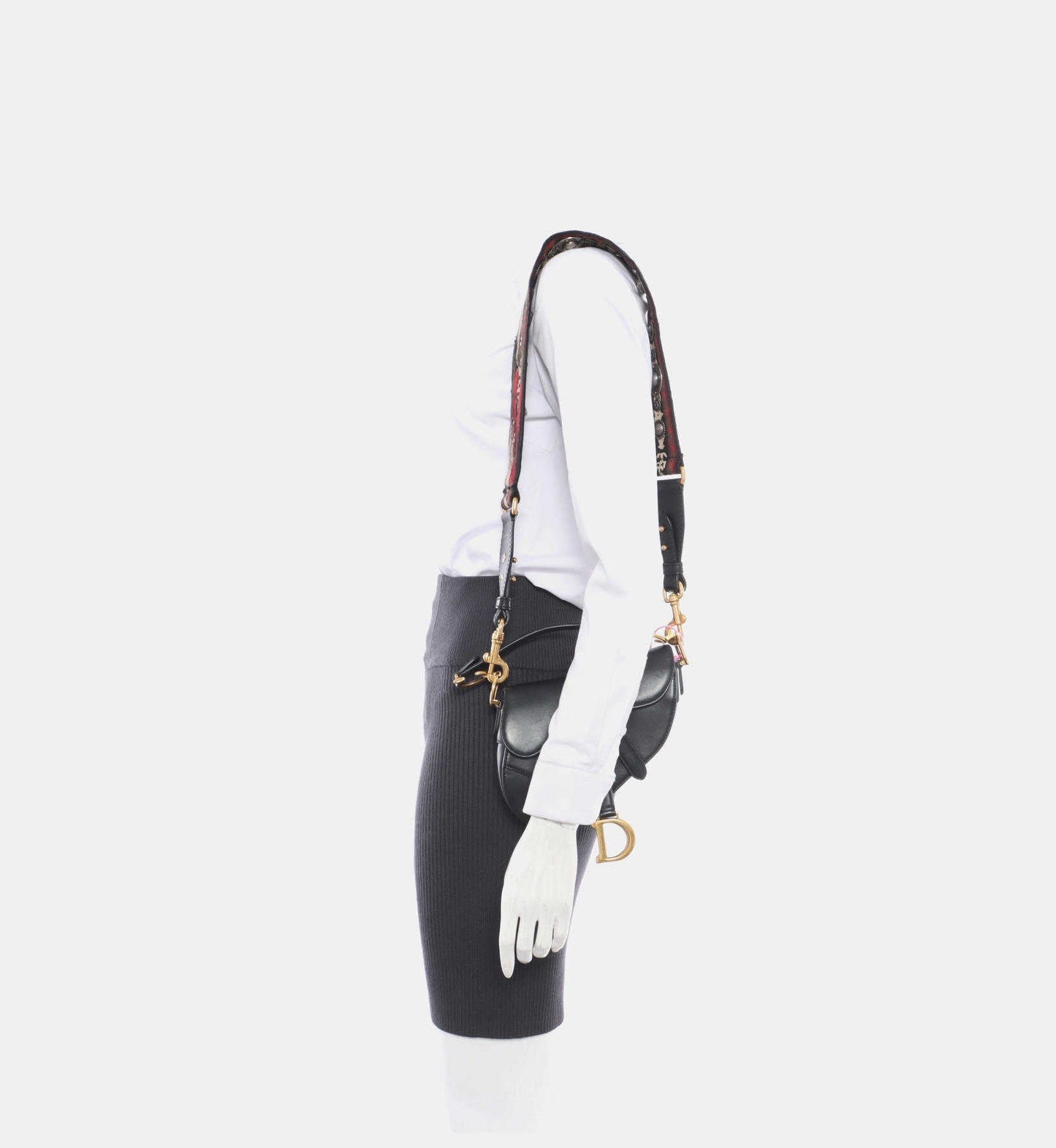 Dior Saddle Smooth With Studded Strap Handbag Leather Black Travel Bag