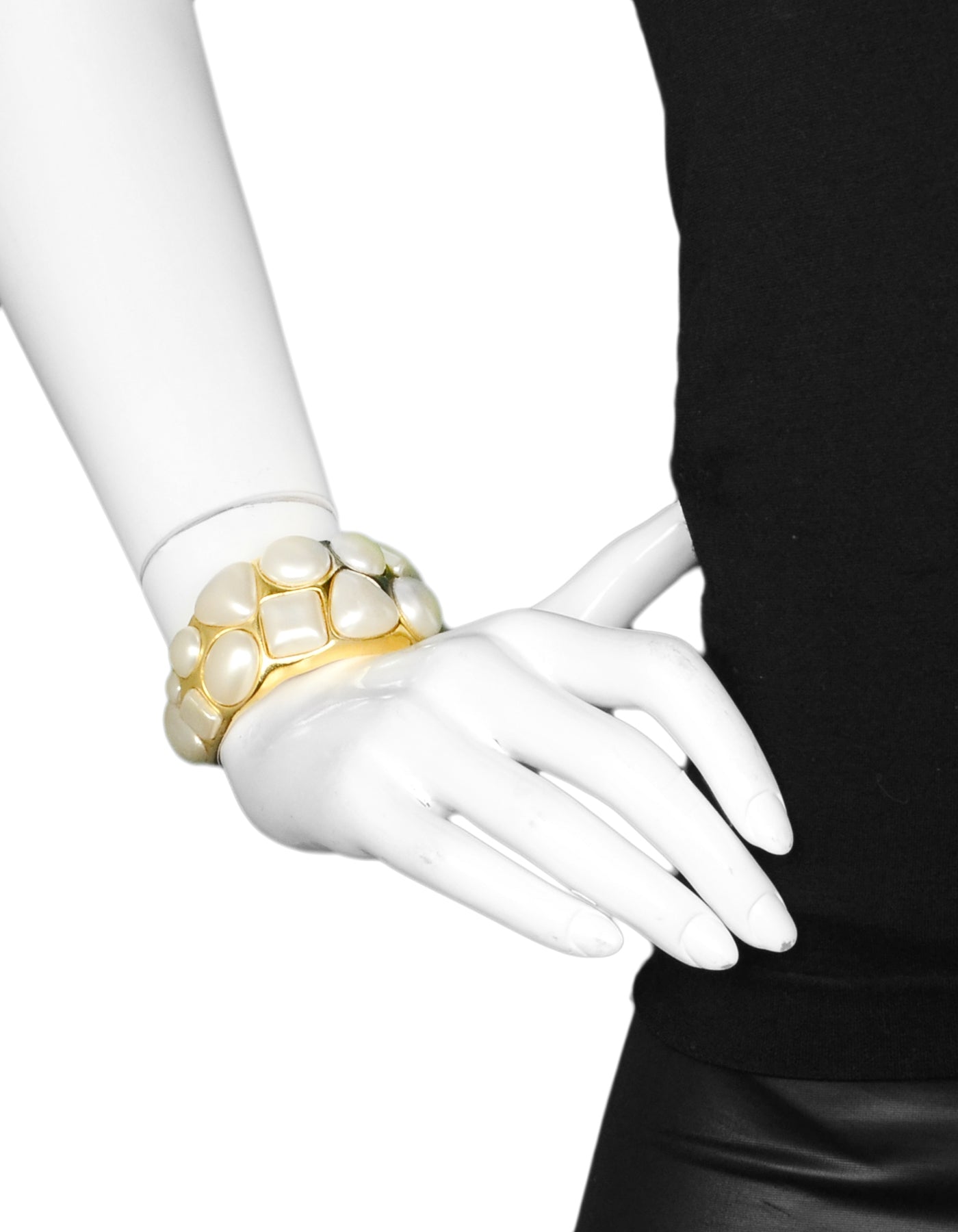 Chanel   Geometric Faux Pearl Cuff