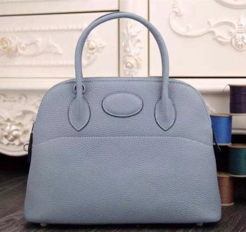 Hermes Luxury Bolide Cm Togo Lin Bag Leather Blue Travel Bag