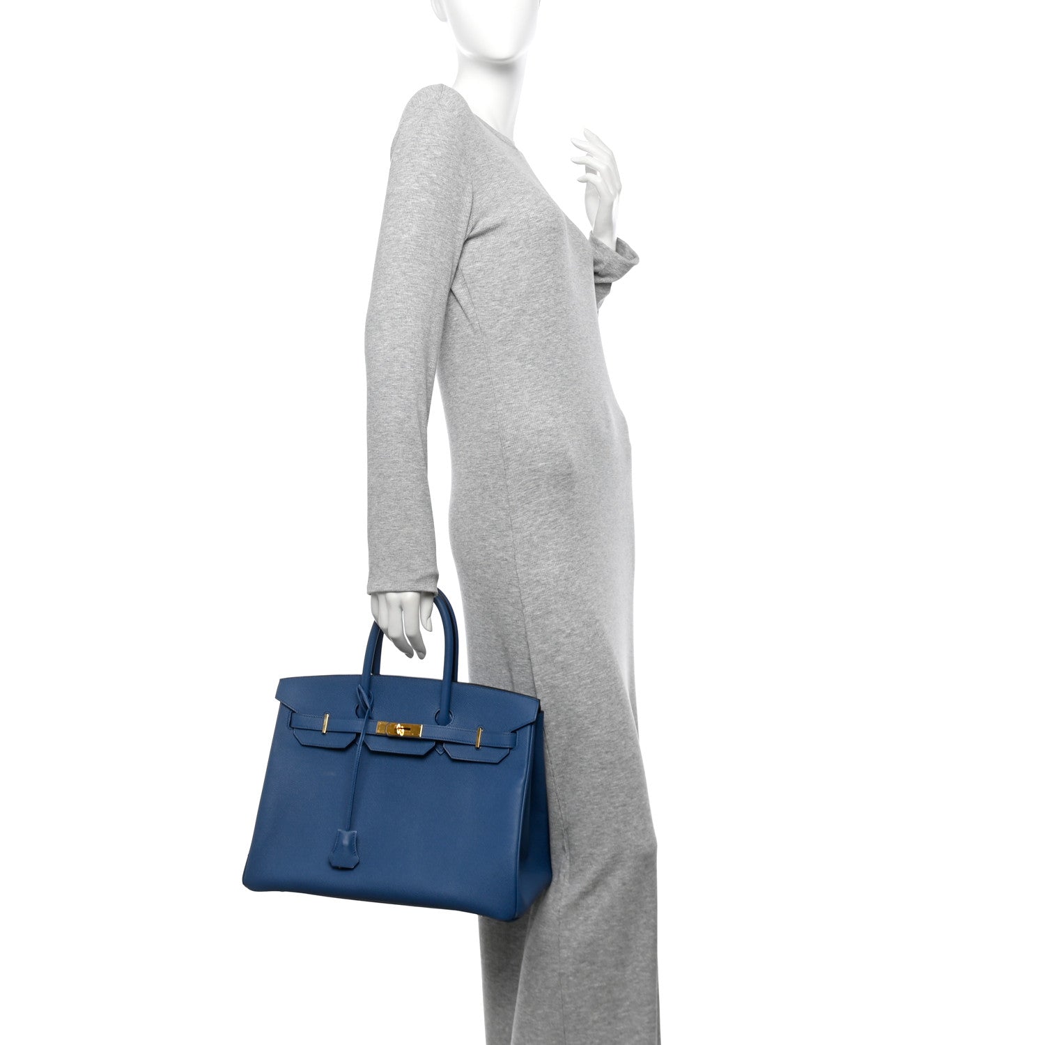 Hermes Epsom Birkin Bleu Agate Handbag Travel Bag