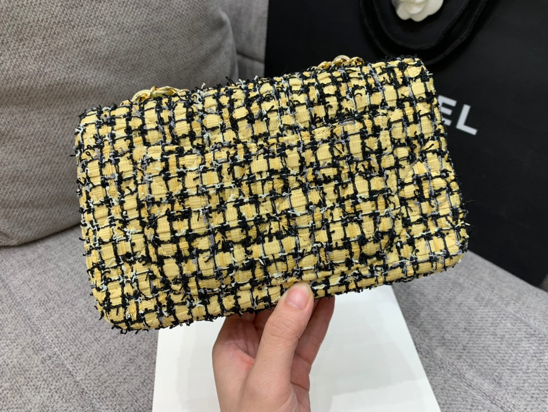 CHLMini Yellow Tweed 20cm 7.5in Flap Mini Bag