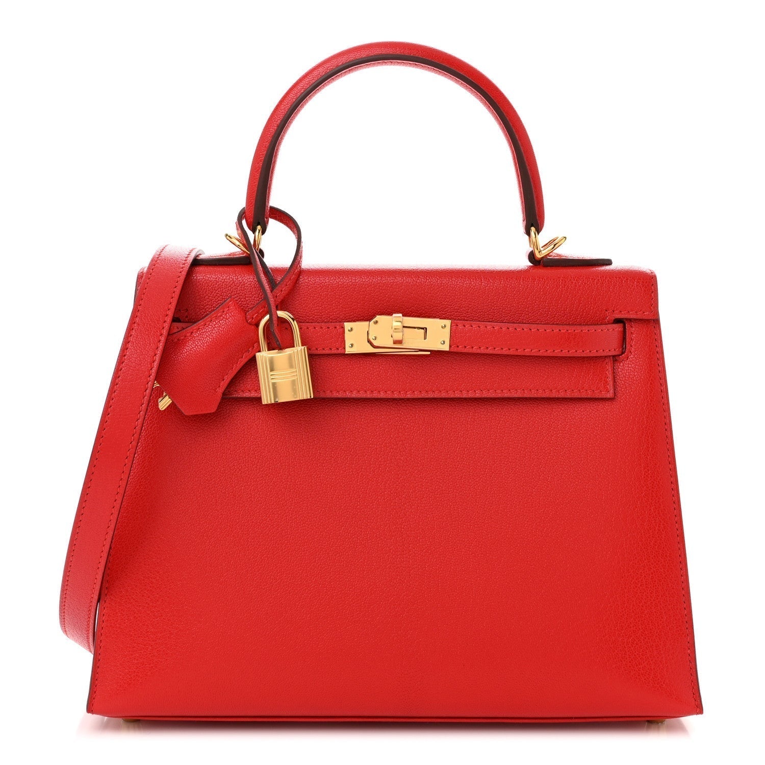 Hermes Chevre Chamkila Kelly Sellier Rouge De Coeur Handbag Travel Bag