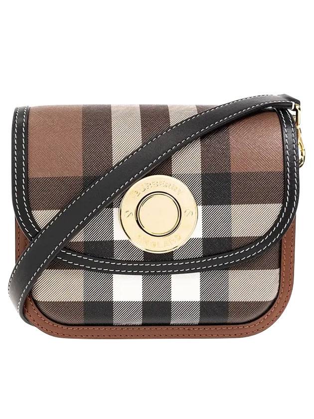 Burberry Luxury Elizabeth Check Shoulder Bag Leather Brown Small