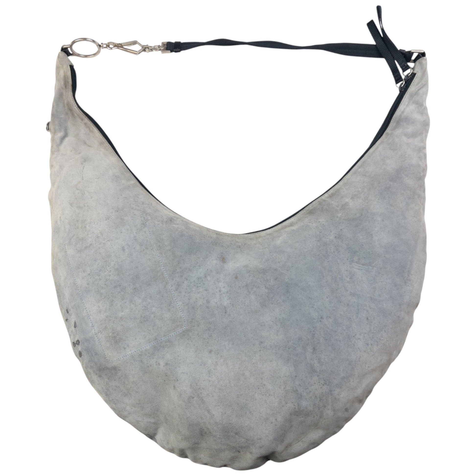 Prada Shoulder Bag Crescent Suede Gray
