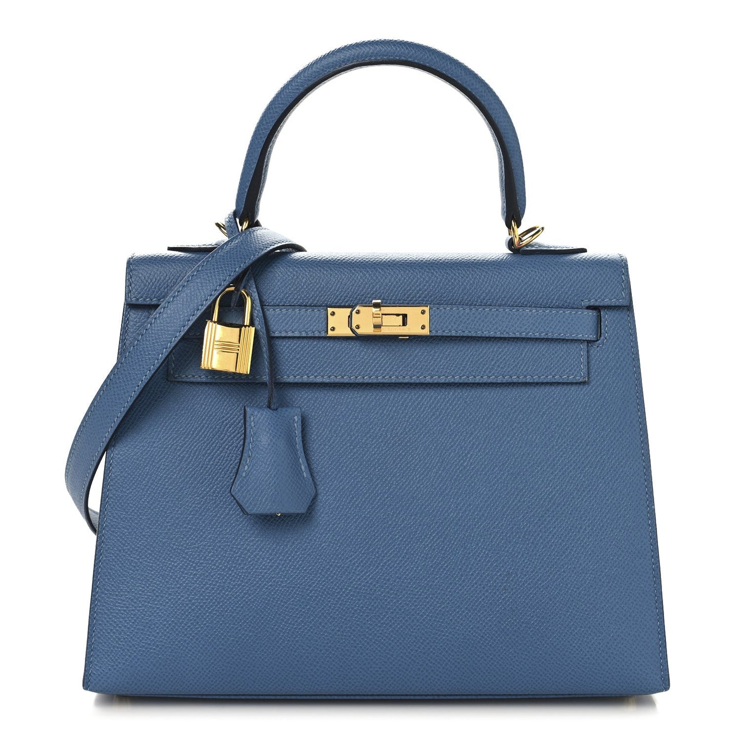 Hermes Epsom Kelly Sellier Bleu Azur Handbag Travel Bag