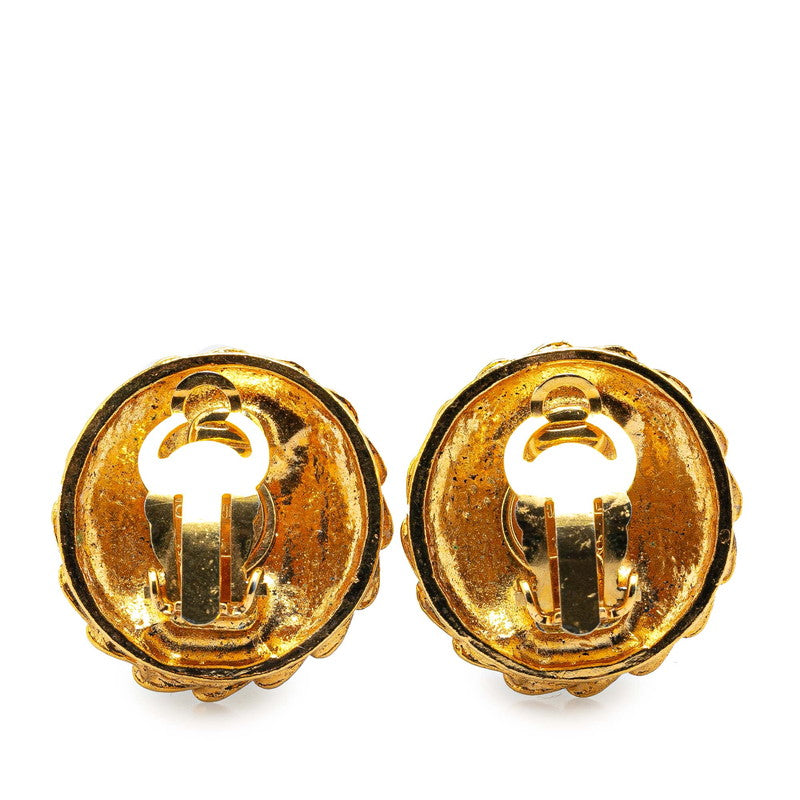 Chanel Gold Plated Mademoiselle Rhinestone Earrings Bag