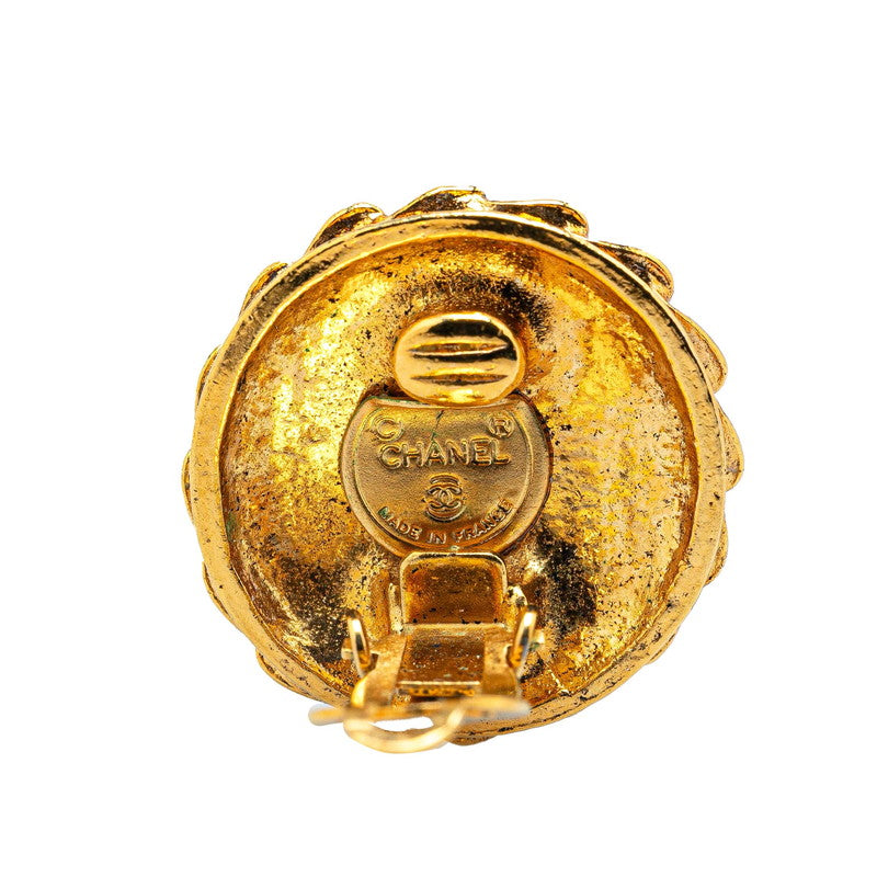 Chanel Gold Plated Mademoiselle Rhinestone Earrings