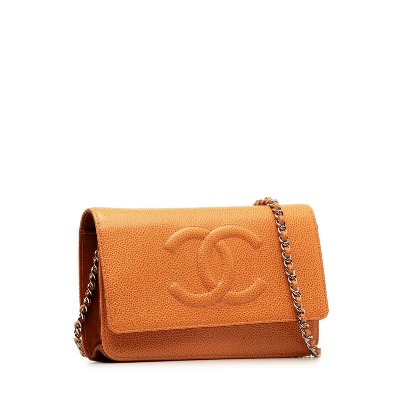 Chanel Coco Mark Caviar Chain Wallet Shoulder Bag