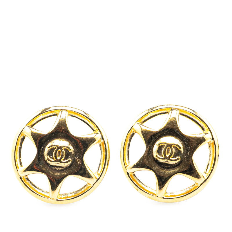 Chanel Gold Plated Coco Mark Round Earrings 97A Bag