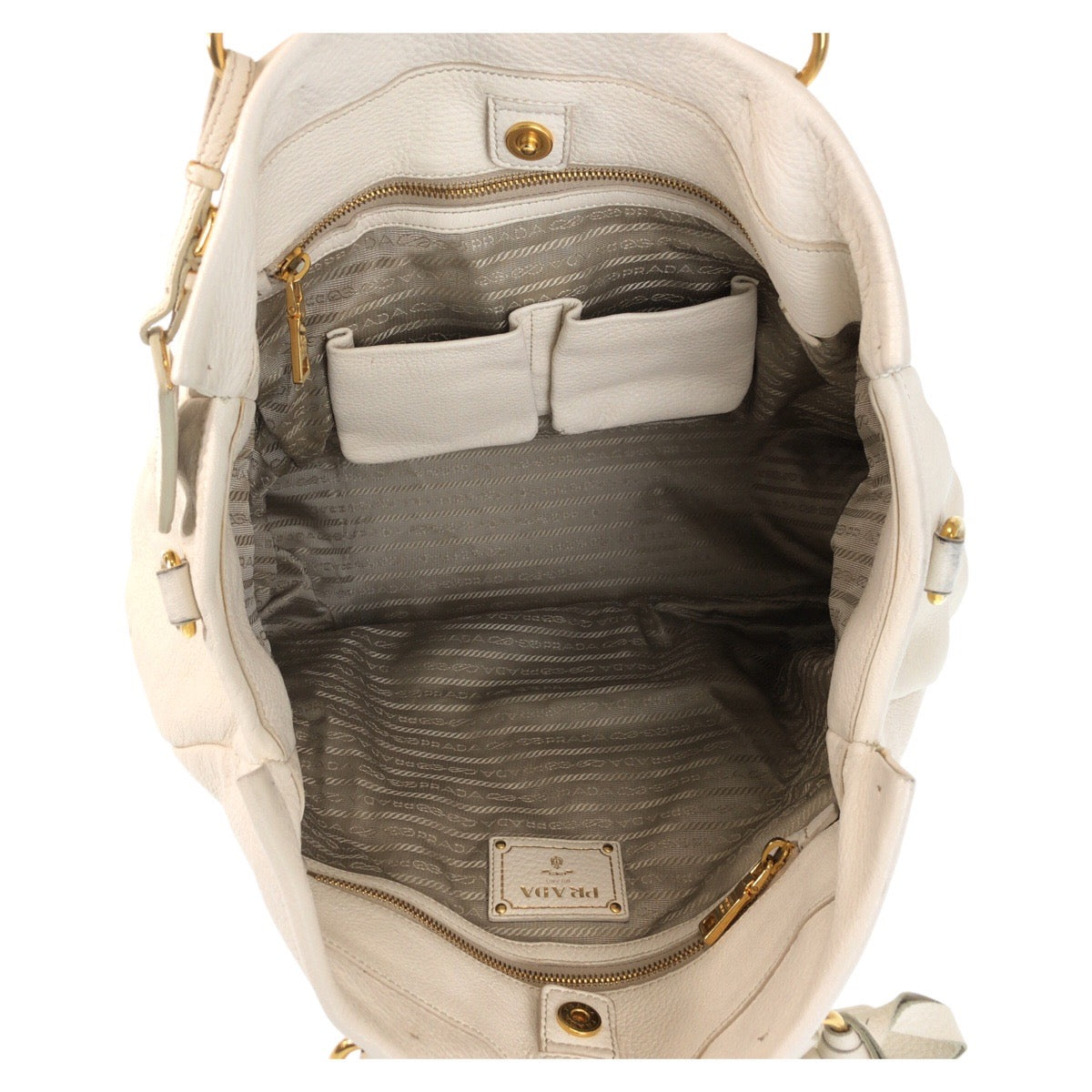 Tote Bag Ivory Metal Vitterodino Leather White