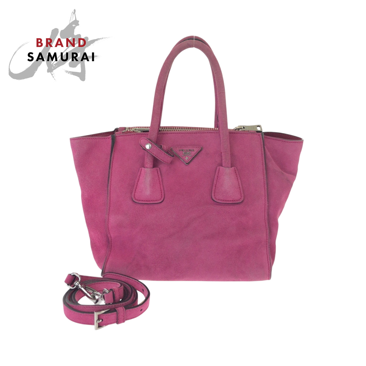 Tote Bag Silvermetal Triangle With Logo Suede Pink