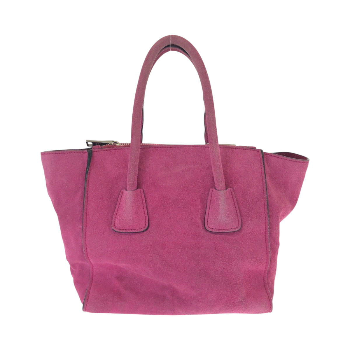 Tote Bag Silvermetal Triangle With Logo Suede Pink