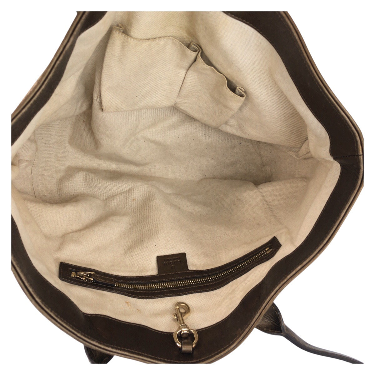 Gucci GG Canvas Brown Gold Tote Bag