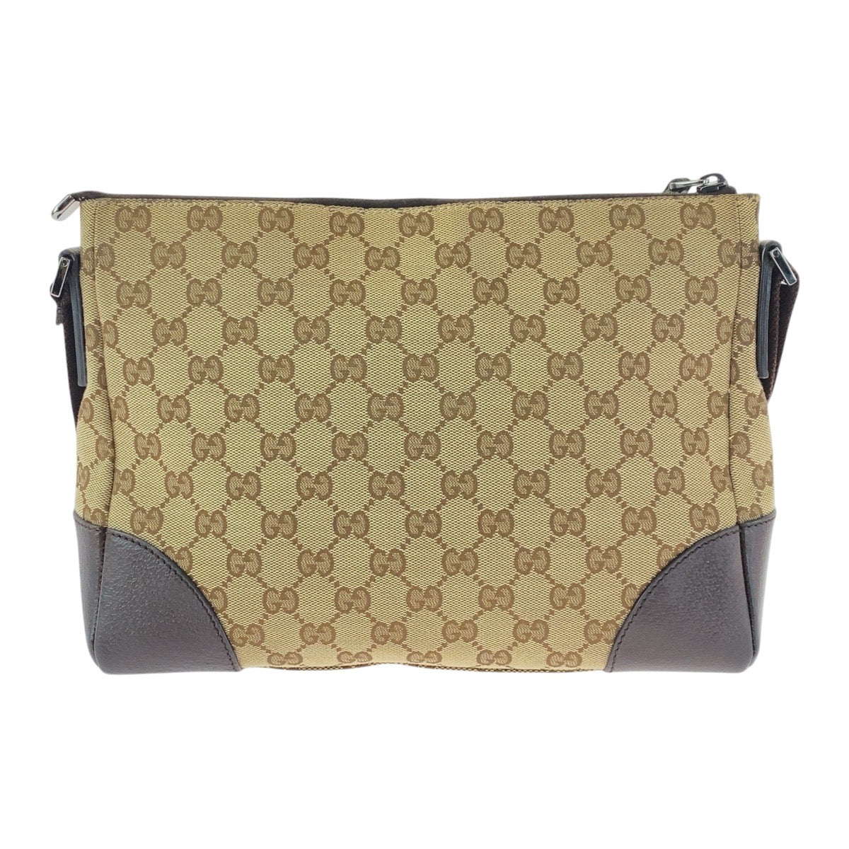 Gucci GG SilverMetal Canvas Brown Beige Shoulder Bag