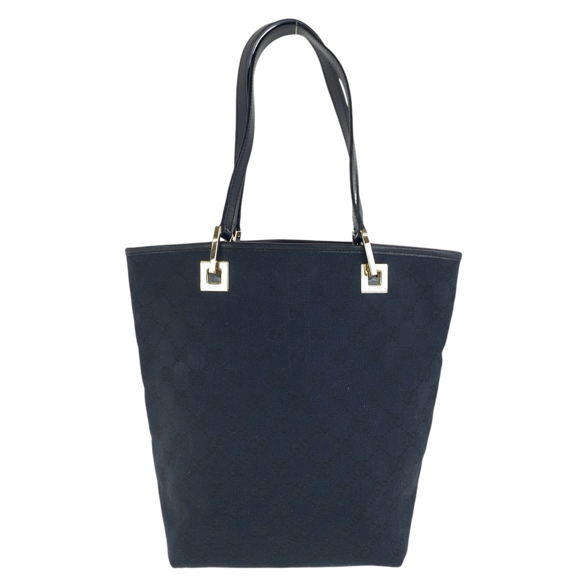 Gucci 002 GG GoldMetal Canvas Black Tote Bag 2