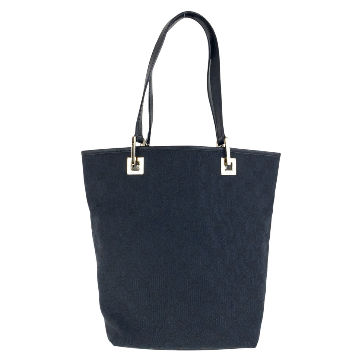 Gucci 002 GG GoldMetal Canvas Black Tote Bag 2
