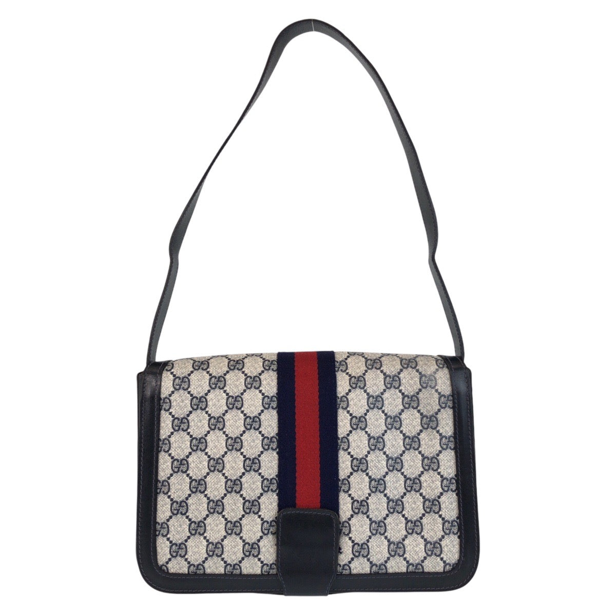 Gucci GG Supreme Sherry Line Old Canvas Navy Gray Shoulder Bag