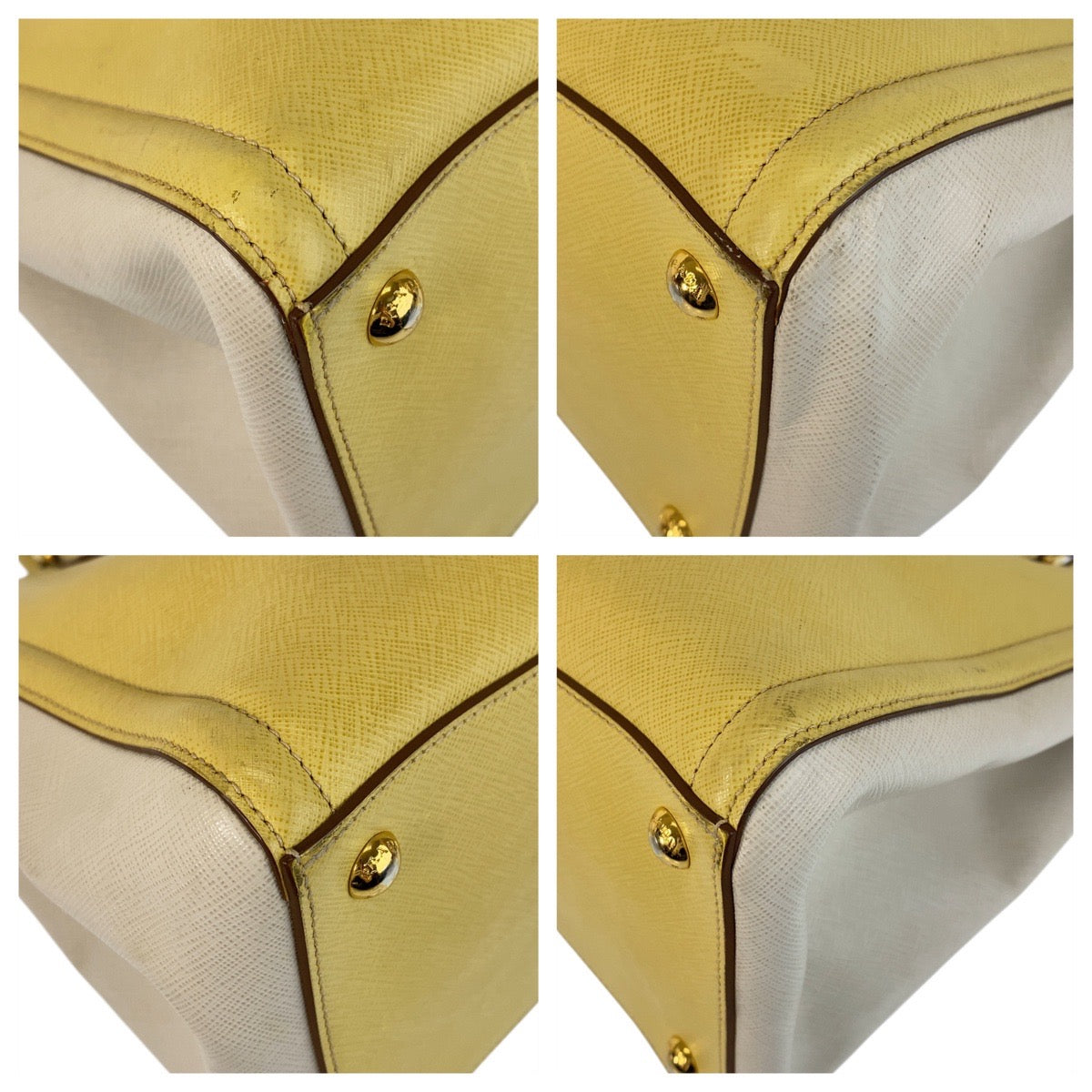Yellow Metal Safiano Leather Gold Travel Bag