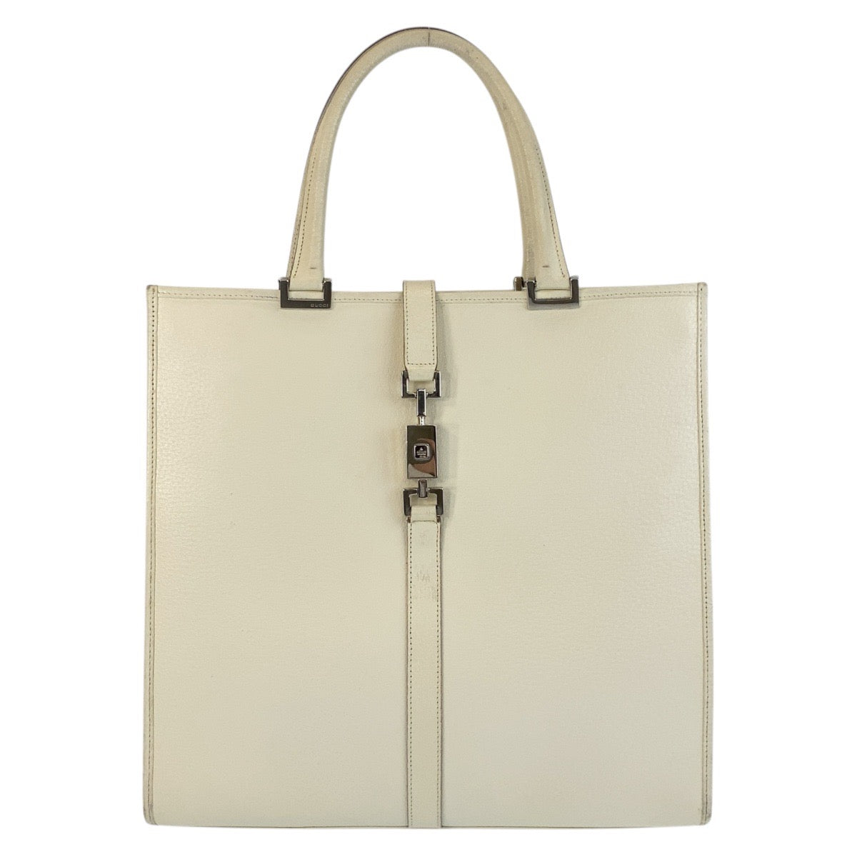 Gucci 002 Ivory SilverMetal Jackie Leather White Tote Bag