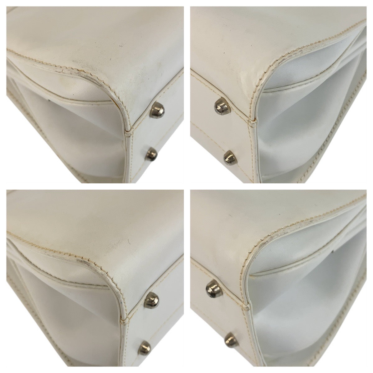 Gucci SilverMetal Leather White Travel Bag