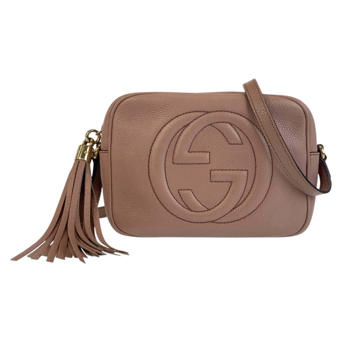 Gucci Leather Beige Pink Gold Shoulder Bag