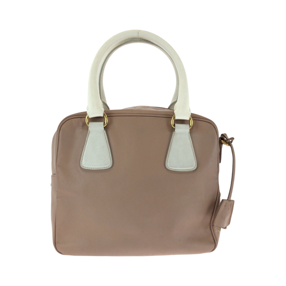 Shoulder Bag Gold Metal Safiano Leather White
