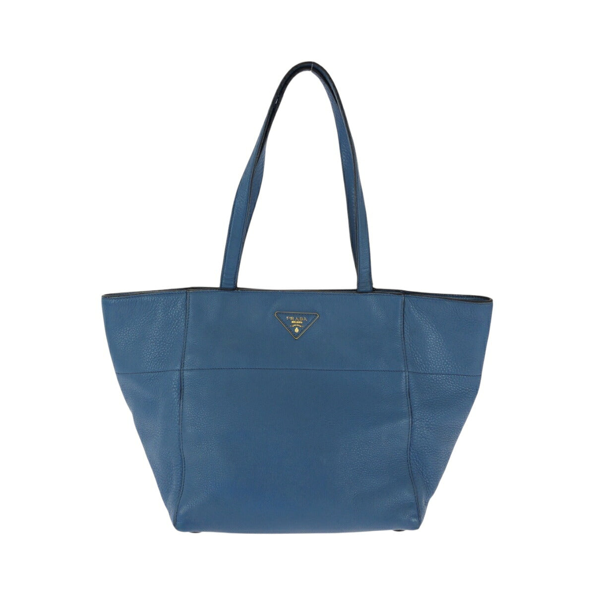 Prada Daino Triangle Plate 2Way Bag Leather Vitello Blue Tote Bag