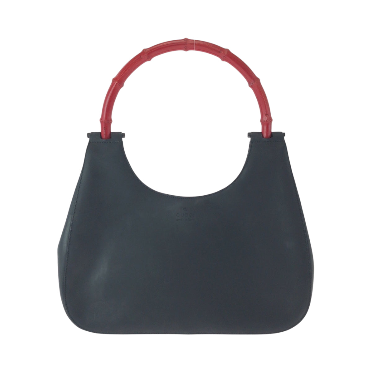 Gucci 001 SilverMetal One Bamboo Leather Black Red Shoulder Bag