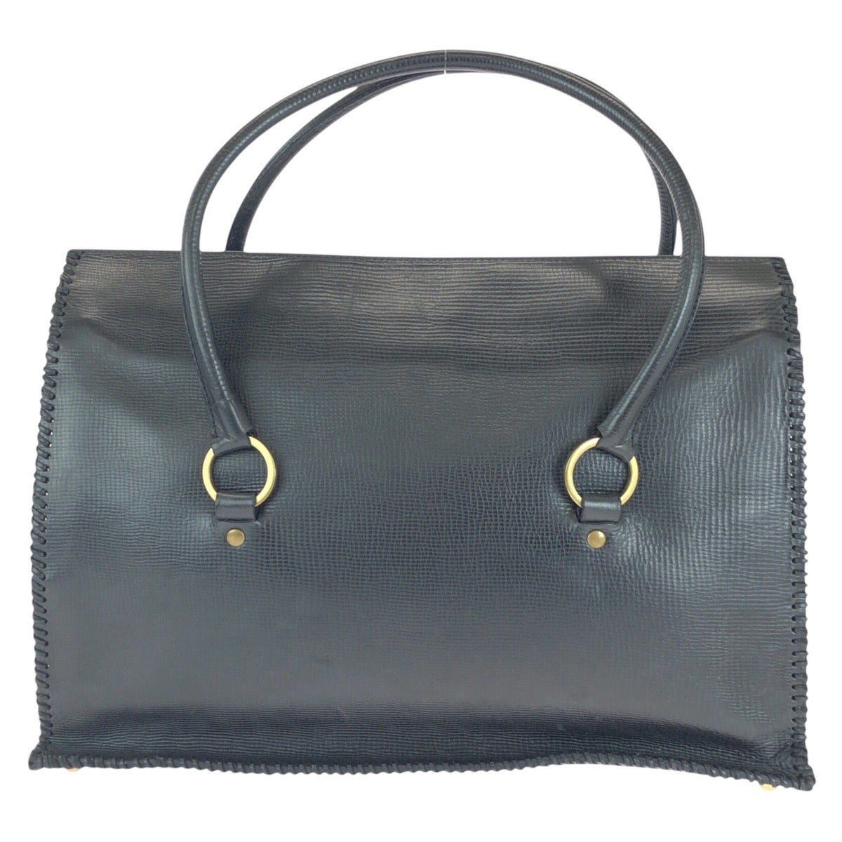 Gucci Business GoldMetal Business Briefcase Unisex Leather Black Handbag