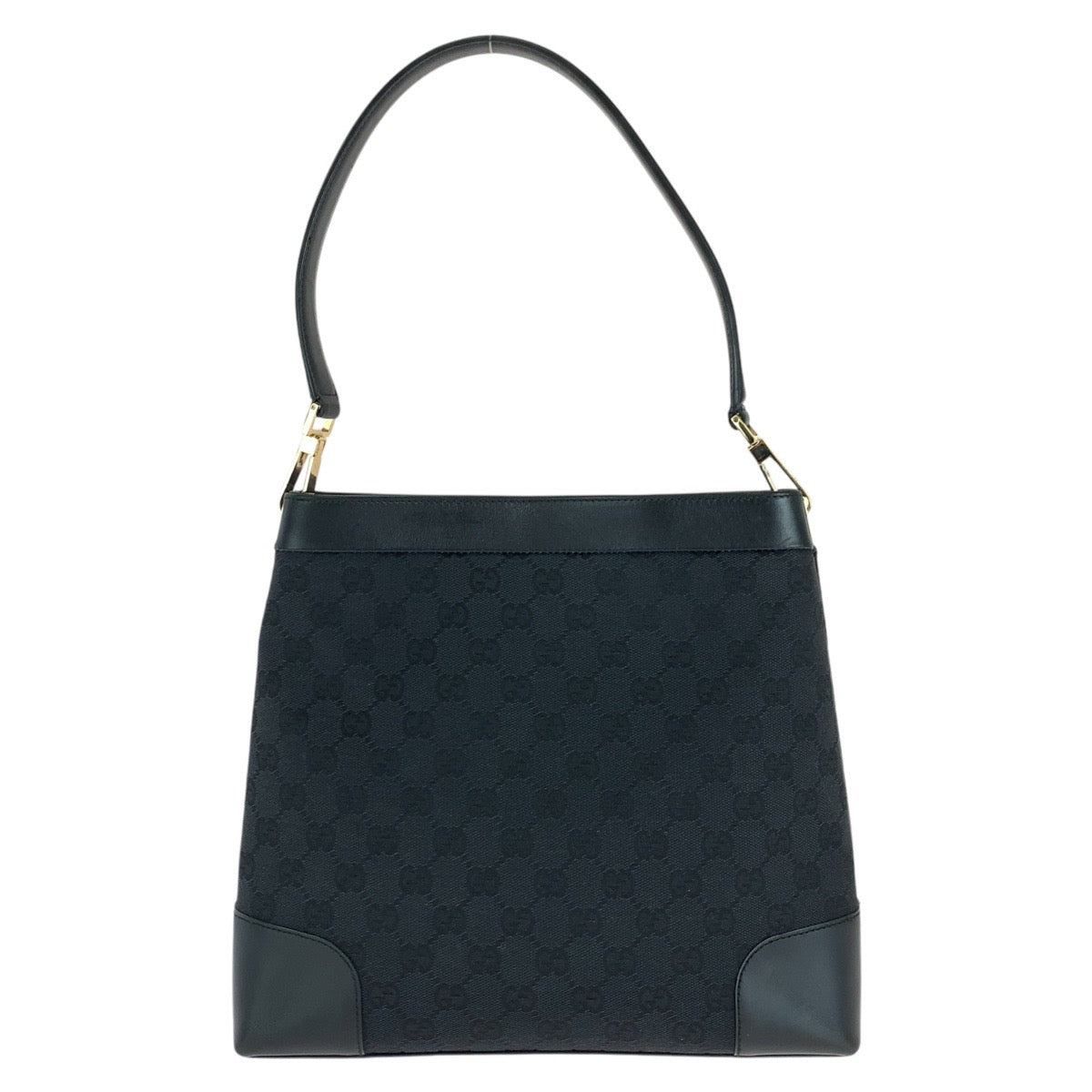 Gucci 001 GG , GoldMetal Leather Canvas Black Shoulder Bag 2