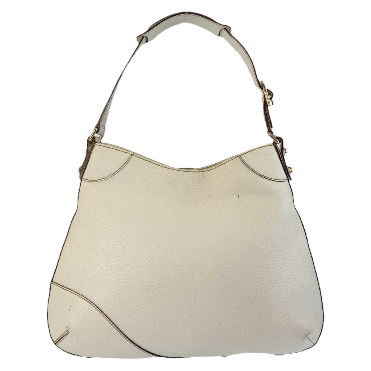 Gucci GoldMetal Horsebit Leather White Shoulder Bag