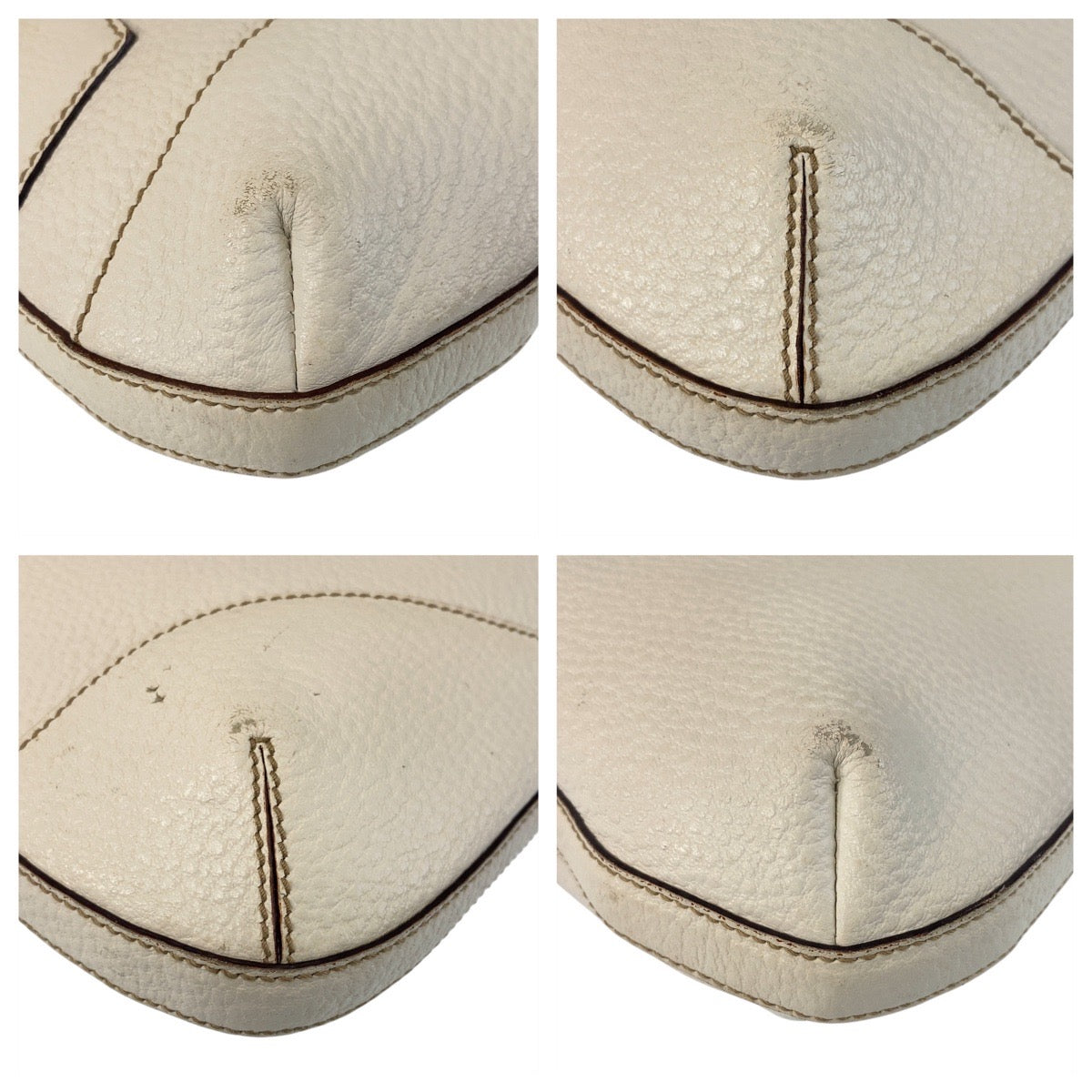 Gucci GoldMetal Horsebit Leather White Shoulder Bag
