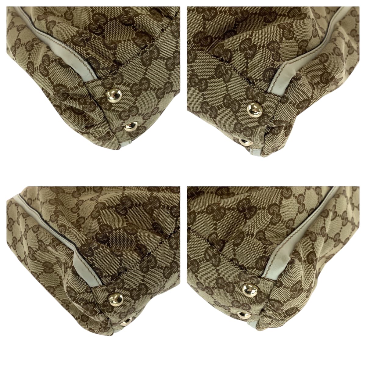 Gucci GG Metal Abbey Canvas White Beige Gold Tote Bag 2