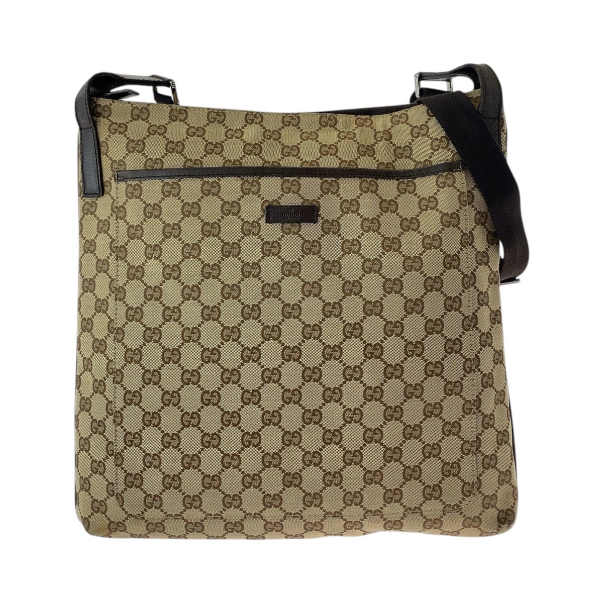 Gucci GG , Messenger Leather Canvas Brown Beige Shoulder Bag