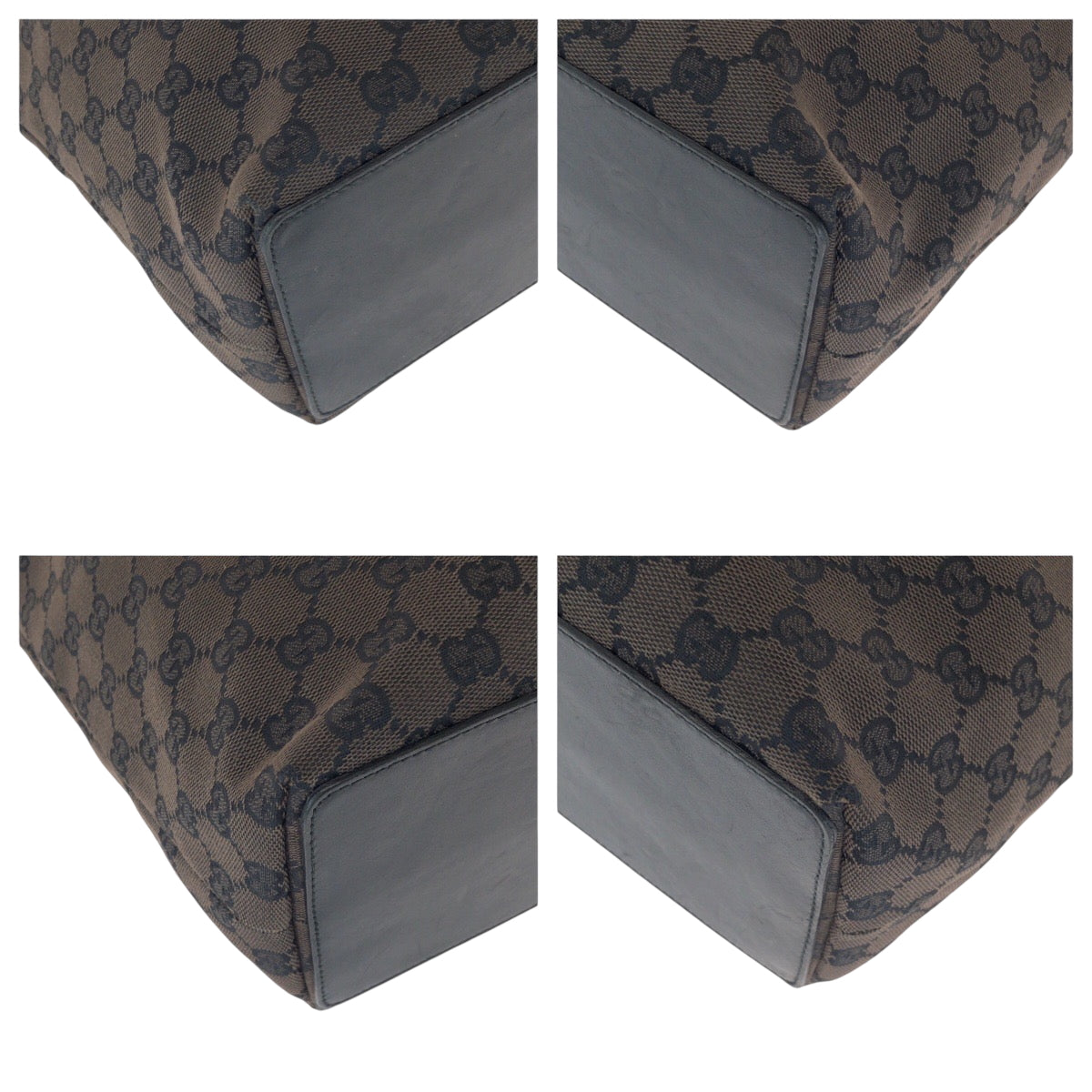 Gucci 002 GG Metal Canvas Black Brown Gold Shoulder Bag