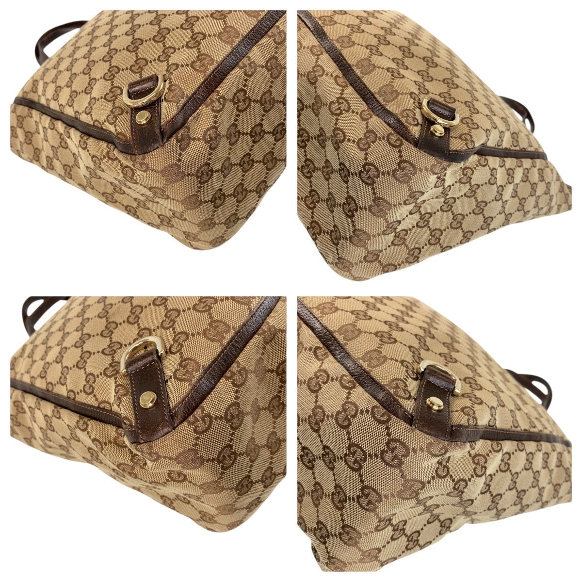 Gucci GG , Metal Abbey Leather Canvas Brown Gold Shoulder Bag