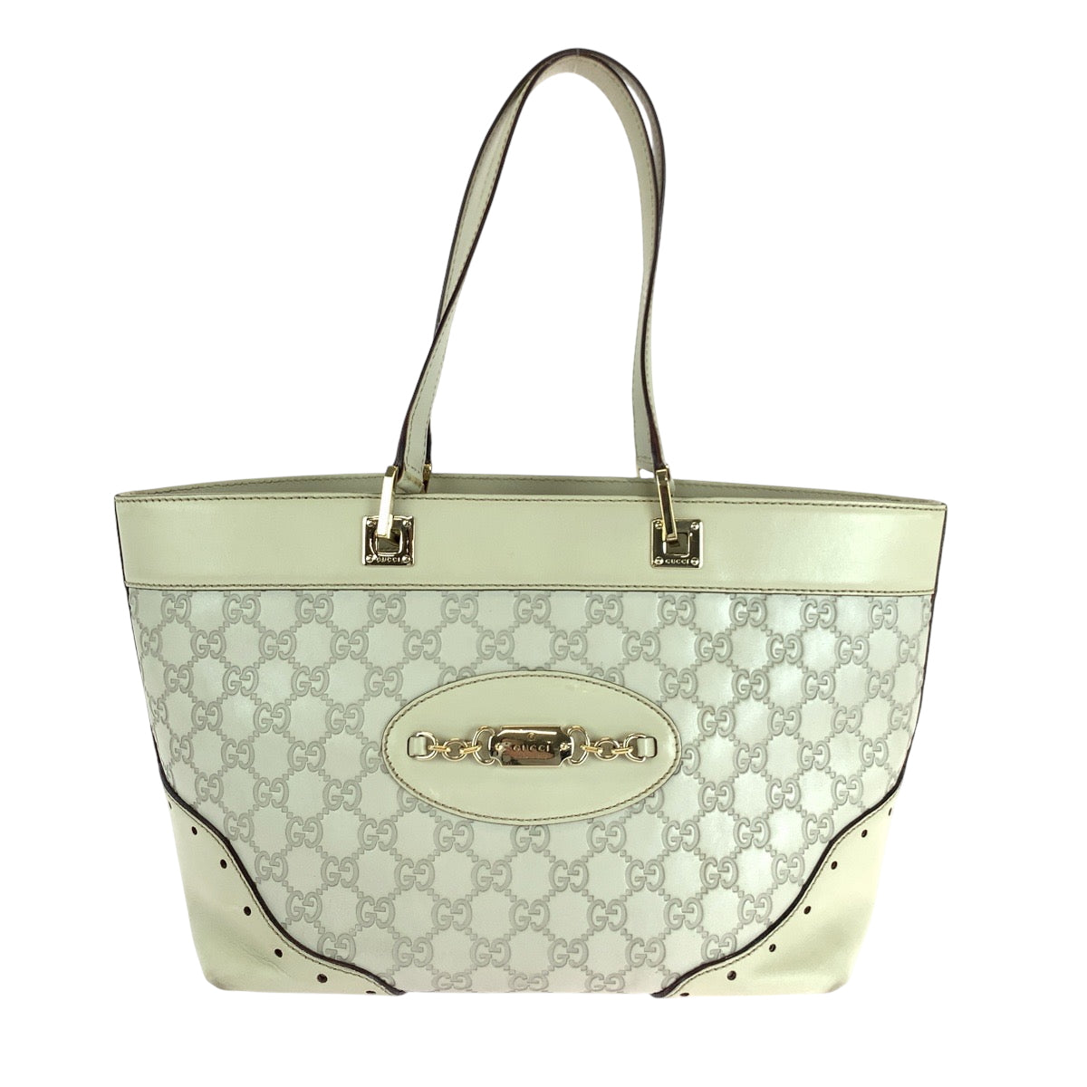 Gucci Ivory Metal Guccisima Leather Gold Tote Bag