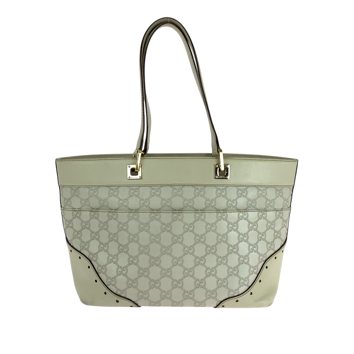 Gucci Ivory Metal Guccisima Leather Gold Tote Bag