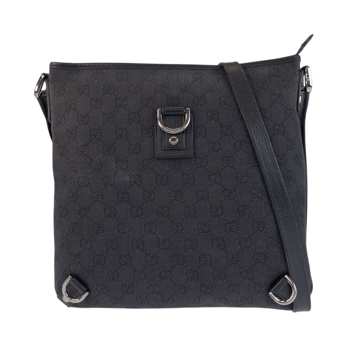 Gucci GG SilverMetal Abbey Canvas Black Shoulder Bag