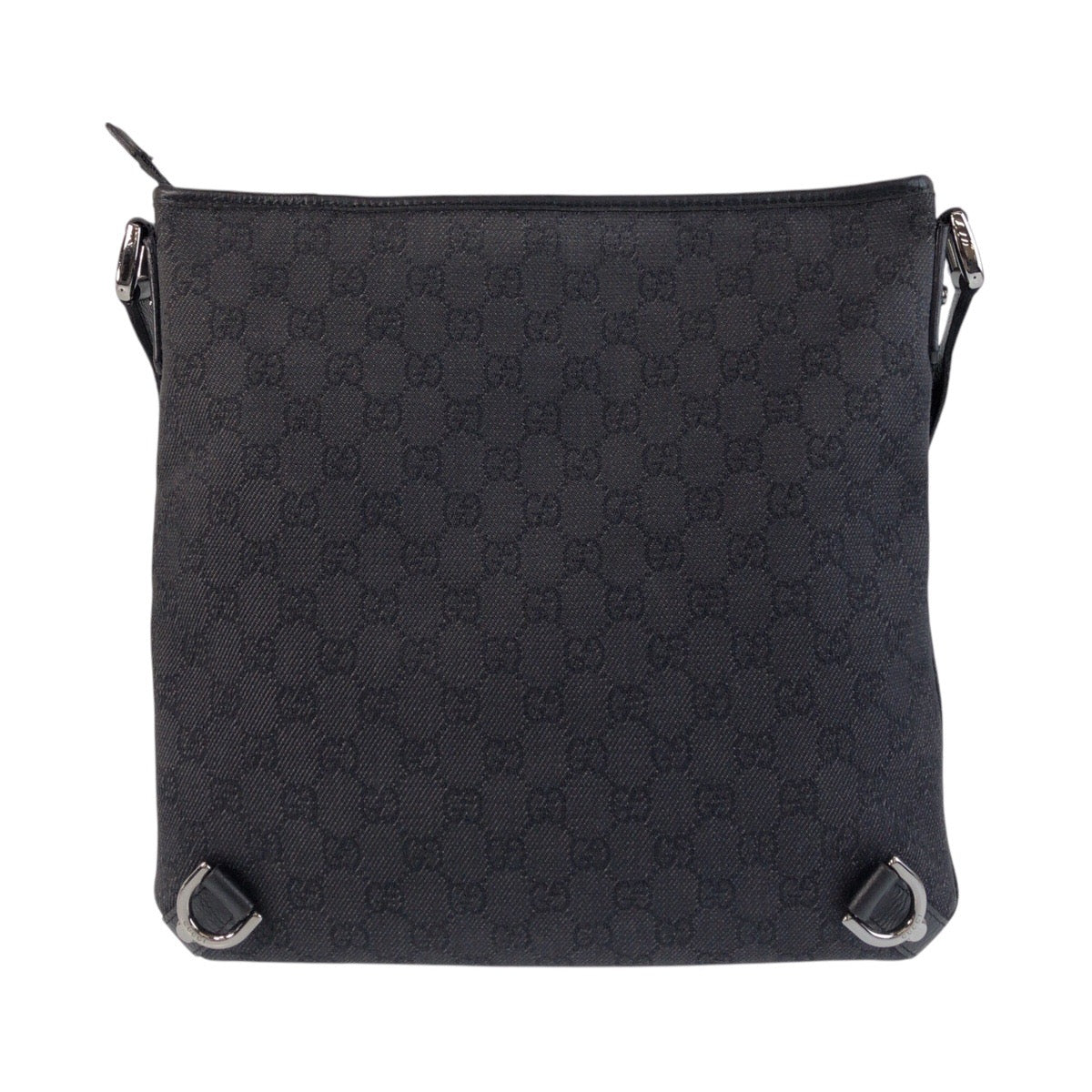 Gucci GG SilverMetal Abbey Canvas Black Shoulder Bag