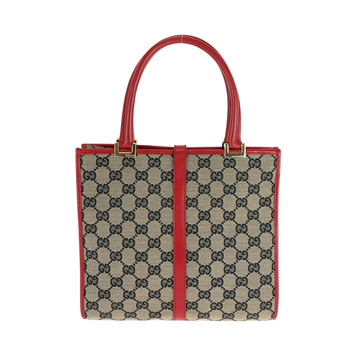Gucci 002 GG Metal Jackie Canvas Red Gold Gray Handbag